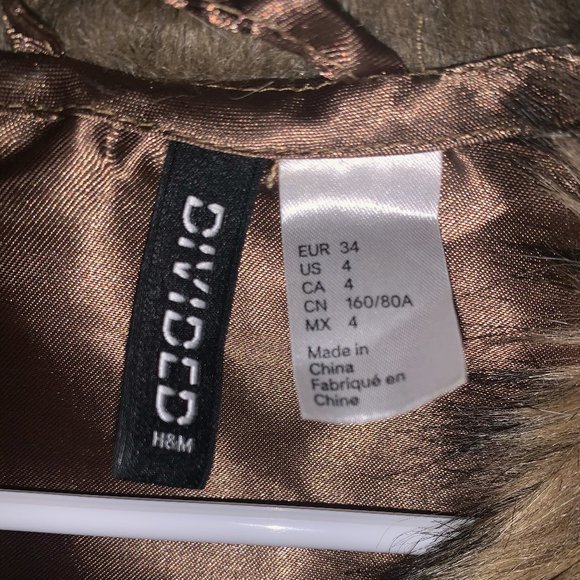 H&M Faux Brown Fur Vest (Size: US 4 / EUR 34) - Picture 3 of 5